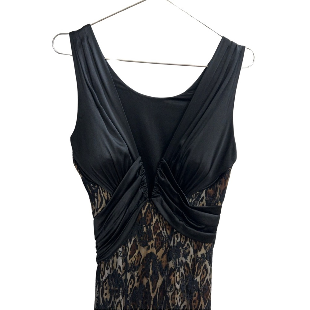 marvel by La Perla Lace Leopard Silk V Neck Plunge Wire Bustier Maxi Dress - Picture 2 of 9